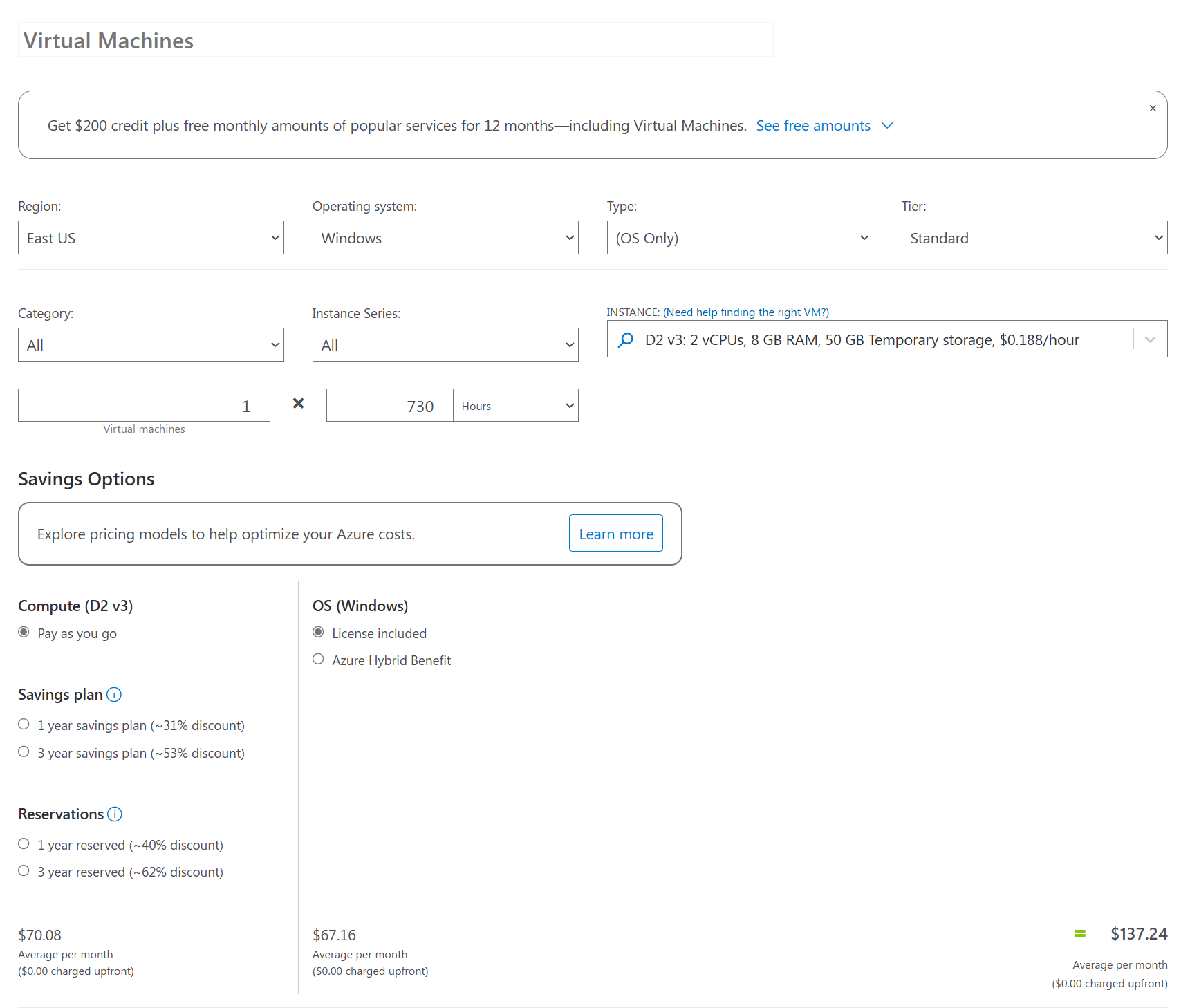 Pricing Calculator before Fluent UI migration - deprecated component library